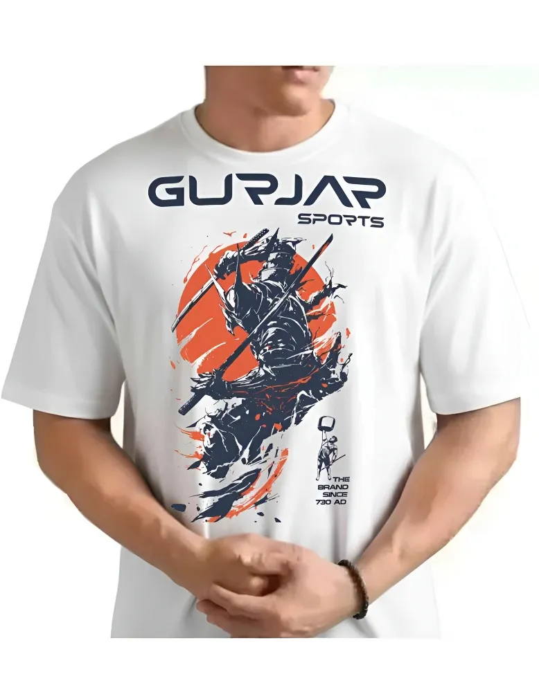 [Gujjar28-S] The "Bushido Pride" Gurjar Sports Tee (S, White, Front)