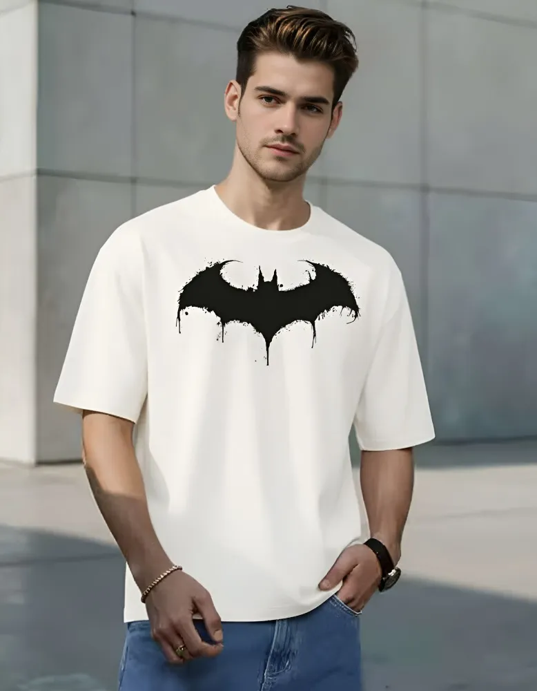 [Bat70-S] Men’s Urban Grunge Batman Graphic T-Shirt (S, Front)