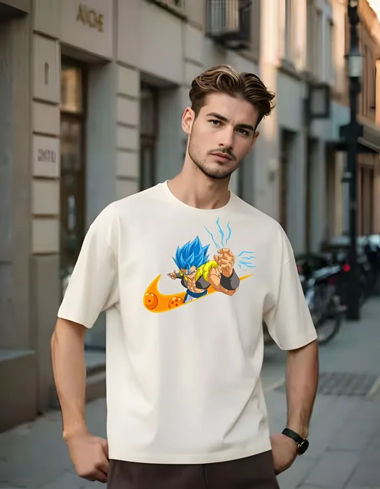 [Dbz4-S] Gogeta Blue "Just Do It" Fusion T-Shirt – Premium Streetwear Anime Tee – Dragon Ball Super Graphic Shirt – Urban Hypebeast Apparel – Unisex Black Oversized Tee (S, Front, White)