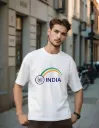 Premium India Pride Oversized Cotton T-Shirt – Minimalist Ashoka Chakra Graphic