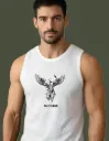 Men’s Graphic Muscle Tank Top – Fallen Angel Wing & Roman Numeral Streetwear – Premium Cotton Athletic Gym Vest