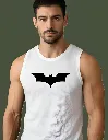 Men’s Slim Fit Batman Gym Sando– Sleeveless Performance Workout Tank Top – White Athletic Muscle Vest