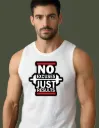 Men’s Muscle Fit Gym Tank Top - "No Excuses Just Results" Graphic Sleeveless Workout Shirt – Performance Bodybuilding Stringer for Weightlifting & Fitness