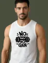 Men’s Premium No Pain No Gain Gym Vest – Performance Muscle Tank Top for Bodybuilding, Weightlifting & Fitness – Breathable Cotton Blend Training Stringer