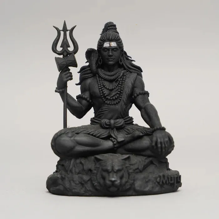 Bholenath Shiva Idol for Car Dashboard (Black, 7 CM)