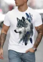 Ethereal Blue-Eyed Wolf Spirit Graphic T-Shirt