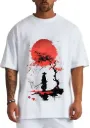 Crimson Horizon: Samurai Silhouette Graphic Tee
