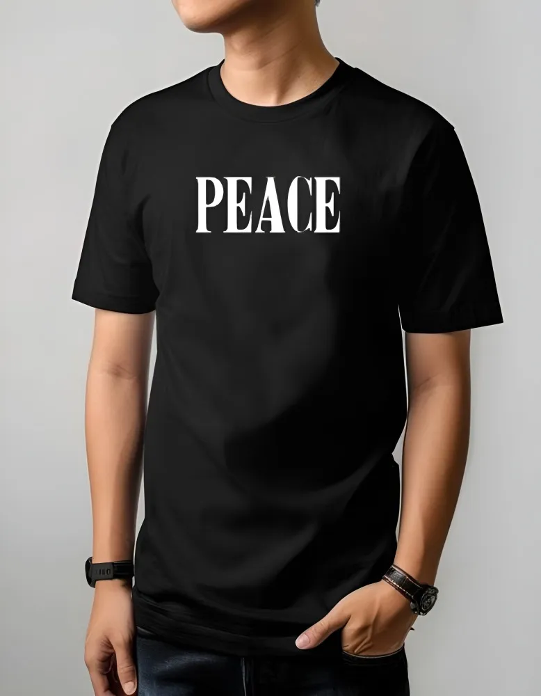 [Peace1-S] Aesthetic "PEACE" Oversized Cotton T-Shirt Streetwear Essential (S)