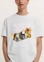 Streetwear Baggy Fit T-Shirt - Flaming Cash & Skeleton Design