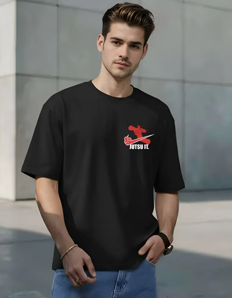 [Madara1-S] Uchiha Sharingan Eyes Anime Printed Pure Cotton Oversized Tee (S)