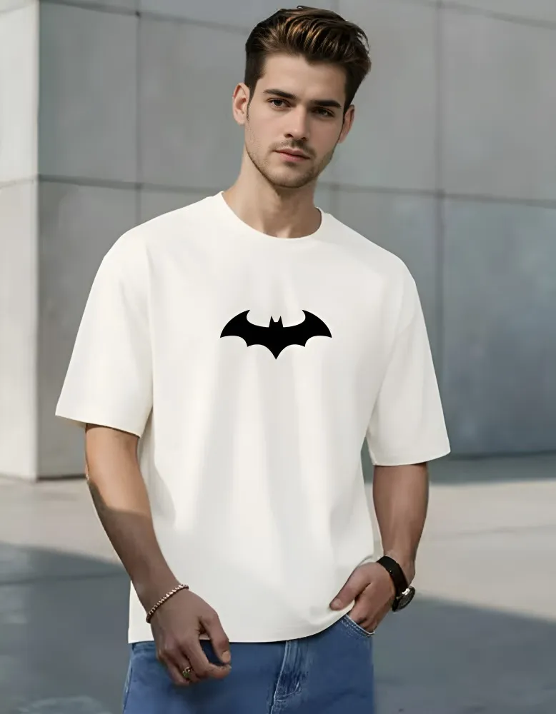 [Bat10-S] The Guardian of Gotham: Minimalist Bat Symbol T-Shirt (S, White)