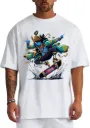 Modern Lord Krishna Skater T-Shirt - Fusion Art Graphic Tee - Hindu Mythology Urban Streetwear