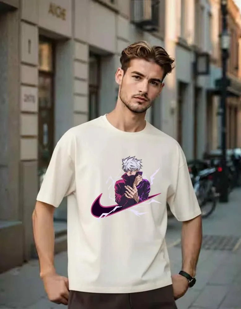 [Gojo4-S] Satoru Gojo "Hollow Purple" Premium Anime Streetwear T-Shirt (S, White, Front)